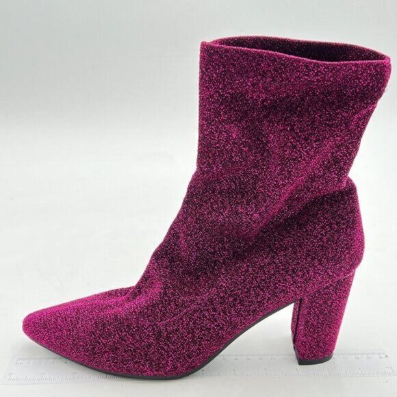Rhinestone/PU Low Chunky Pointed Toe Ankle Boots for Women with Full Bling - Picture 1 of 7